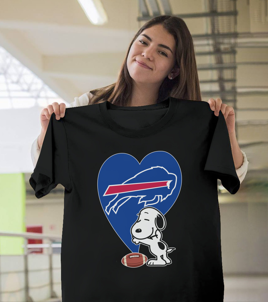 Buffalo Bills Snoopy Hug Heart Football T-Shirt