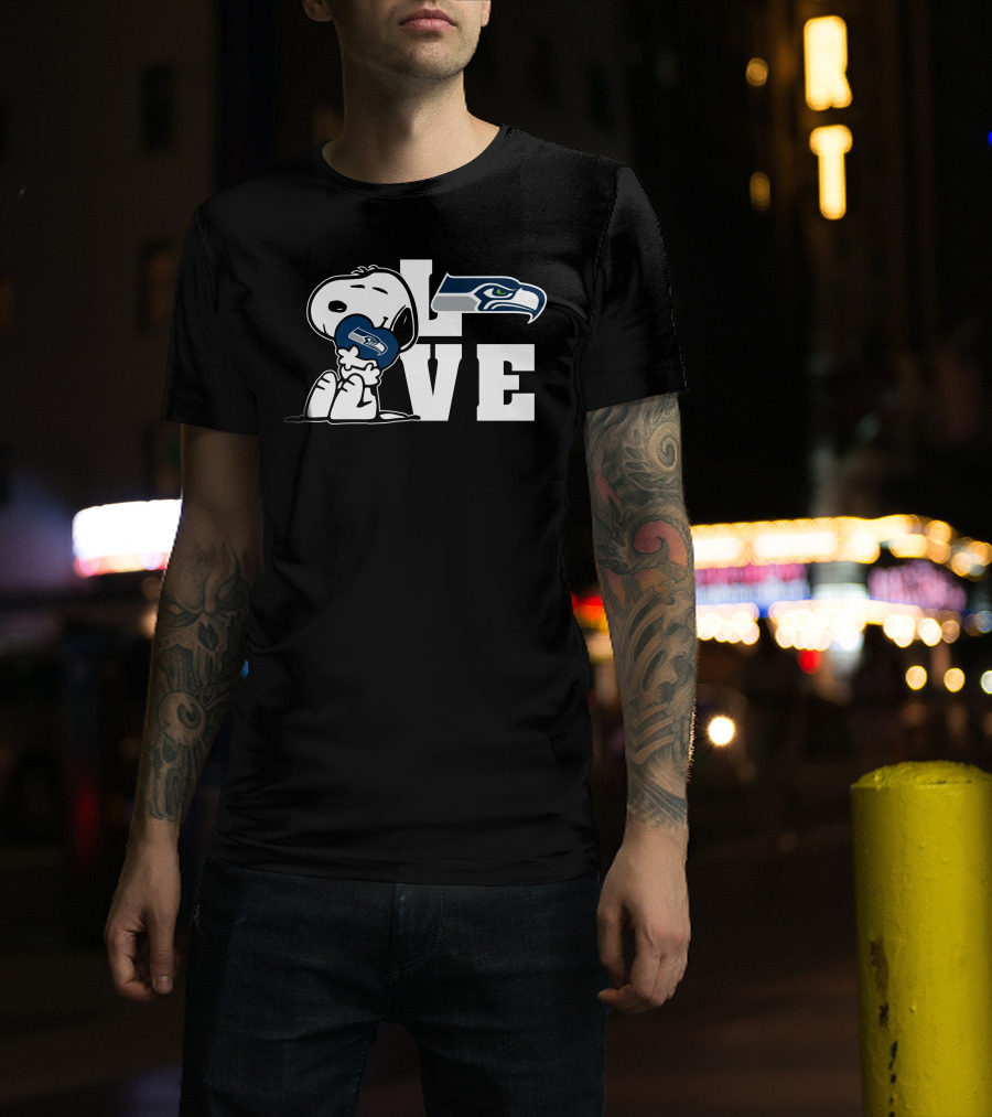 Snoopy Love Seattle Seahawks Heart T-Shirt