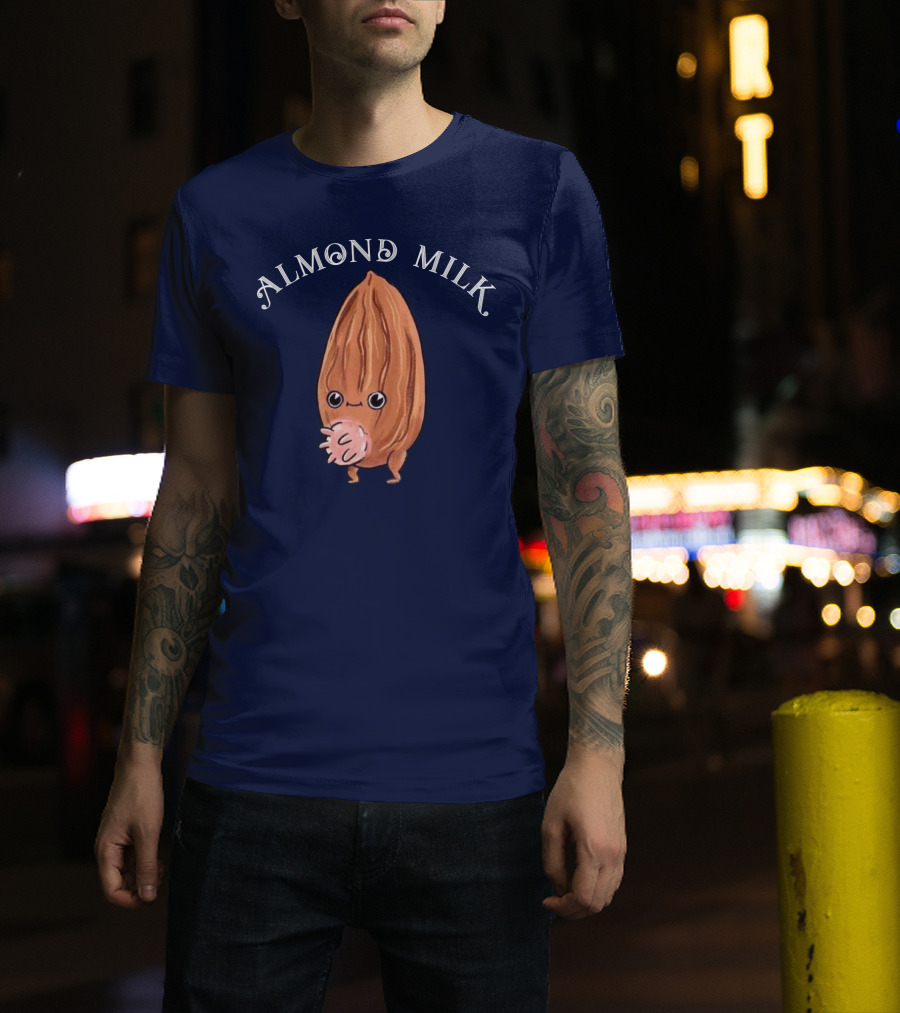 ALMOND MILK Cute Cartoon Character With Large Eyes And Smiling Face T-Shirt