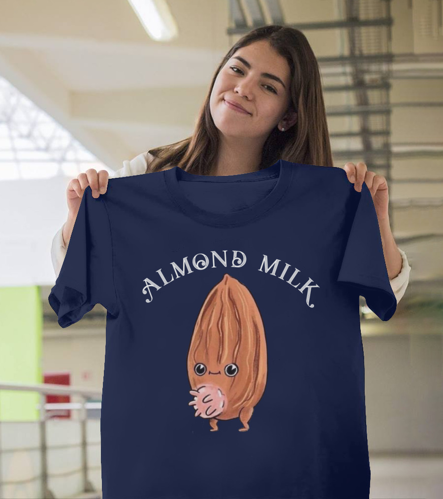 ALMOND MILK Cute Cartoon Character With Large Eyes And Smiling Face T-Shirt