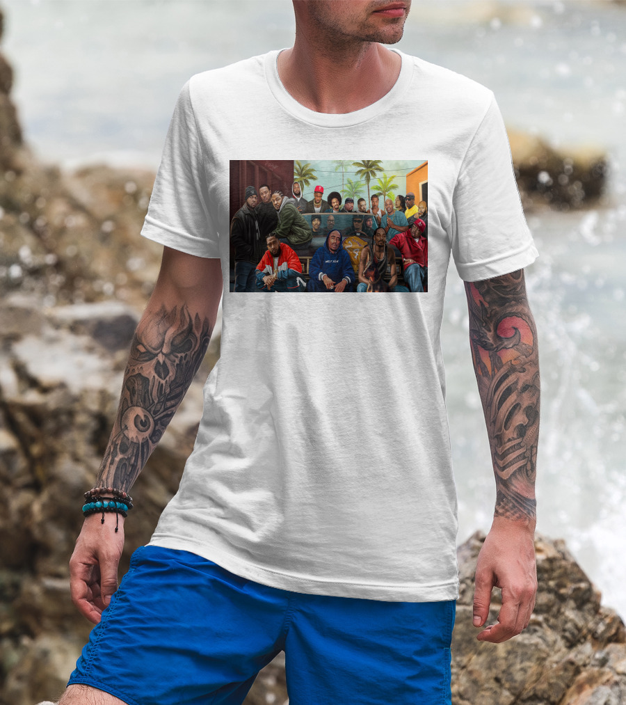 WCHH Hip Hop Legends Collage Icons In Urban Street Scene T-Shirt