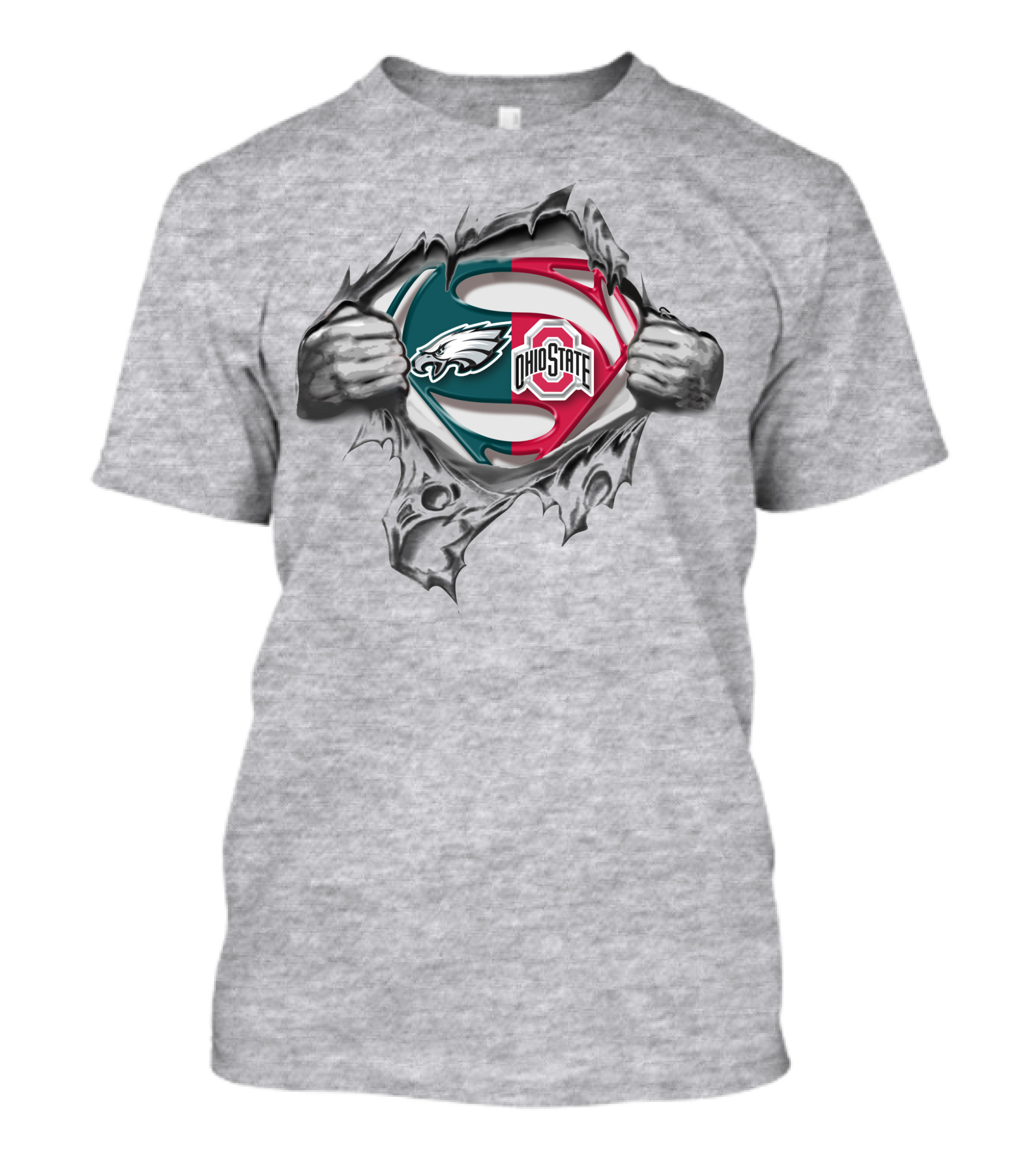 Philadelphia Eagles Ohio State Buckeyes Super Man Logo Mashup T-Shirt