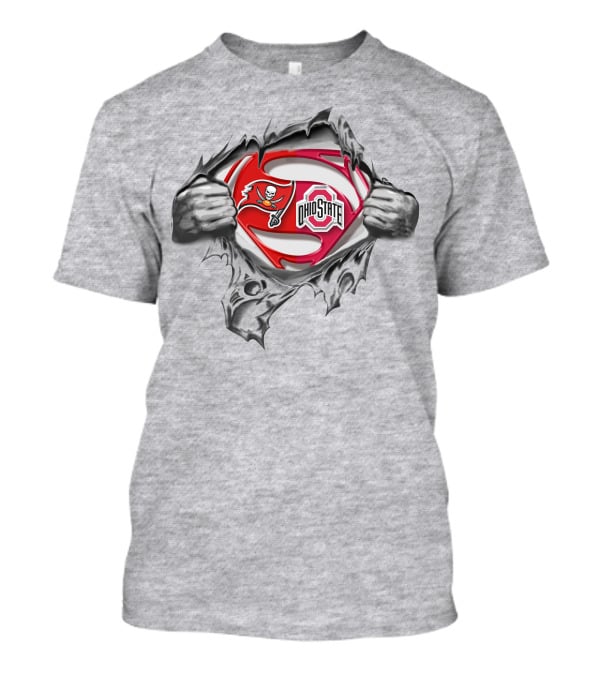 Tampa Bay Buccaneers Ohio State Buckeyes Superman Logo Crossover T-Shirt