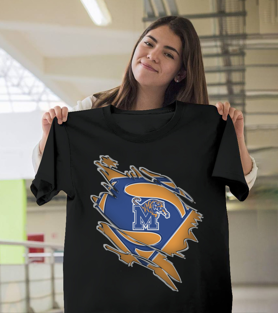 Memphis Tigers Superman Logo Rip T-Shirt