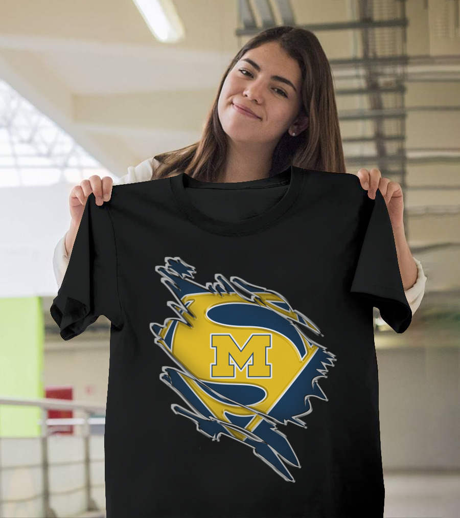 Michigan Wolverines Superman Logo Combination T-Shirt