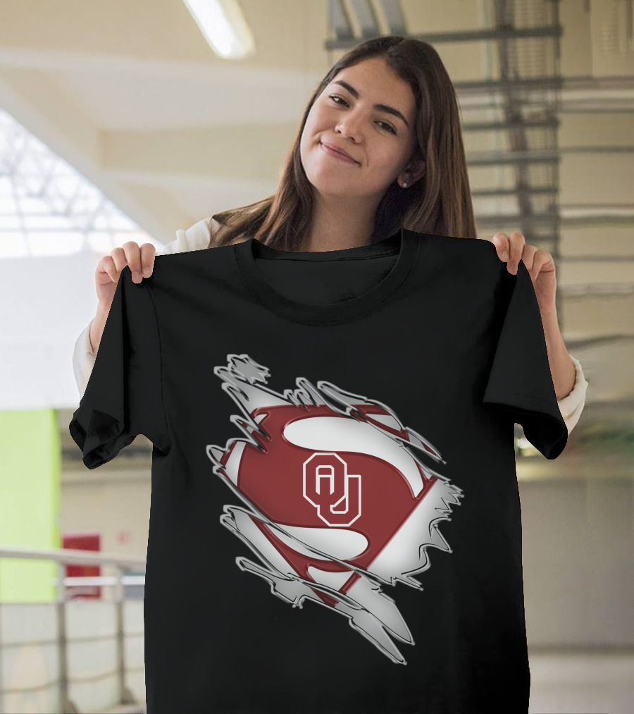 Oklahoma Sooners Superman OU Logo Emblem T-Shirt
