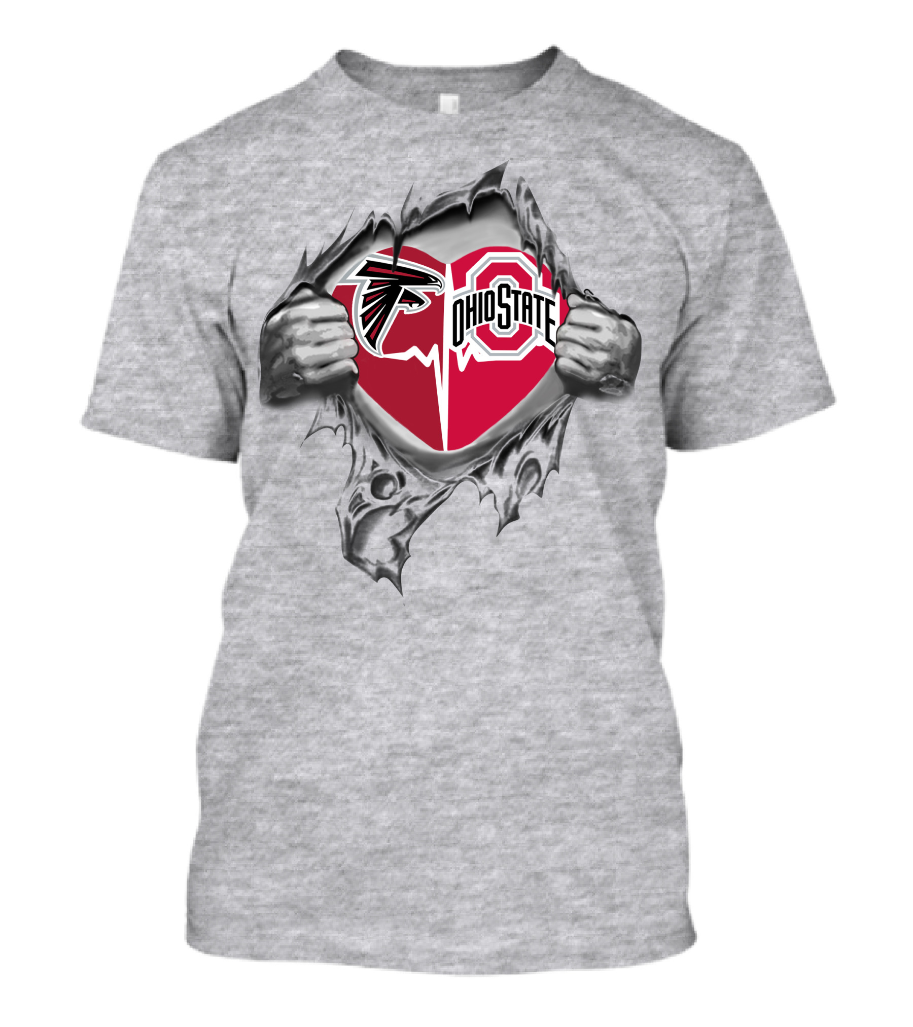 Atlanta Falcons Ohio State Buckeyes Heart Torn T-Shirt