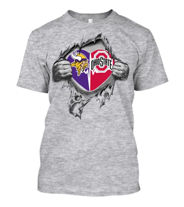 Minnesota Vikings Ohio State Buckeyes Heart Tear T-Shirt