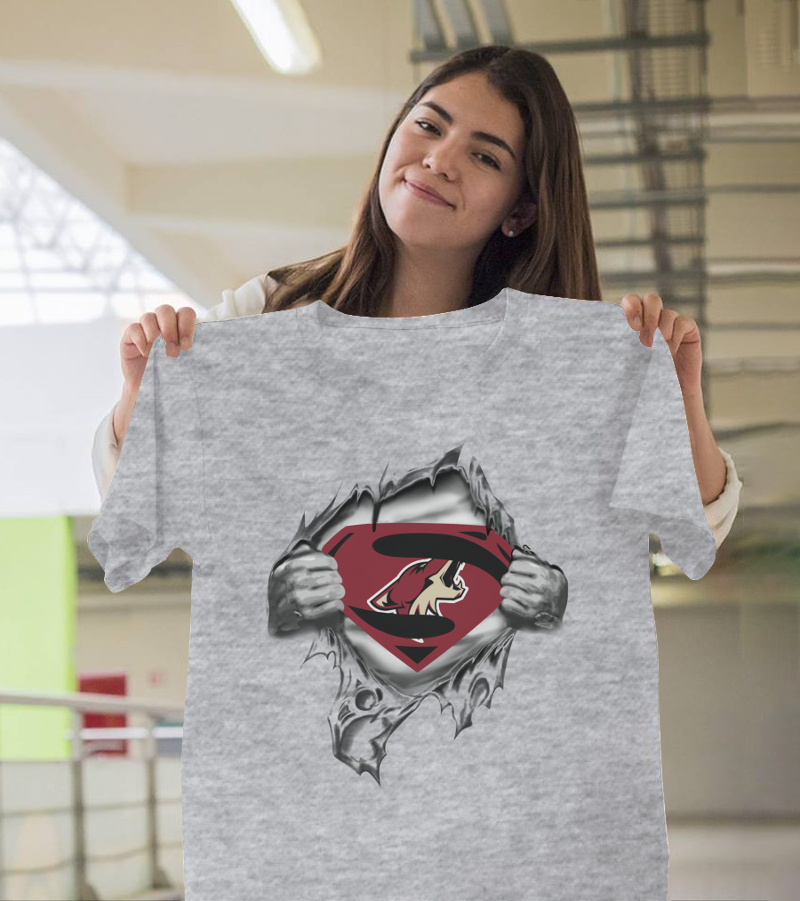Arizona Coyotes Superman Logo Ripped Chest T-Shirt