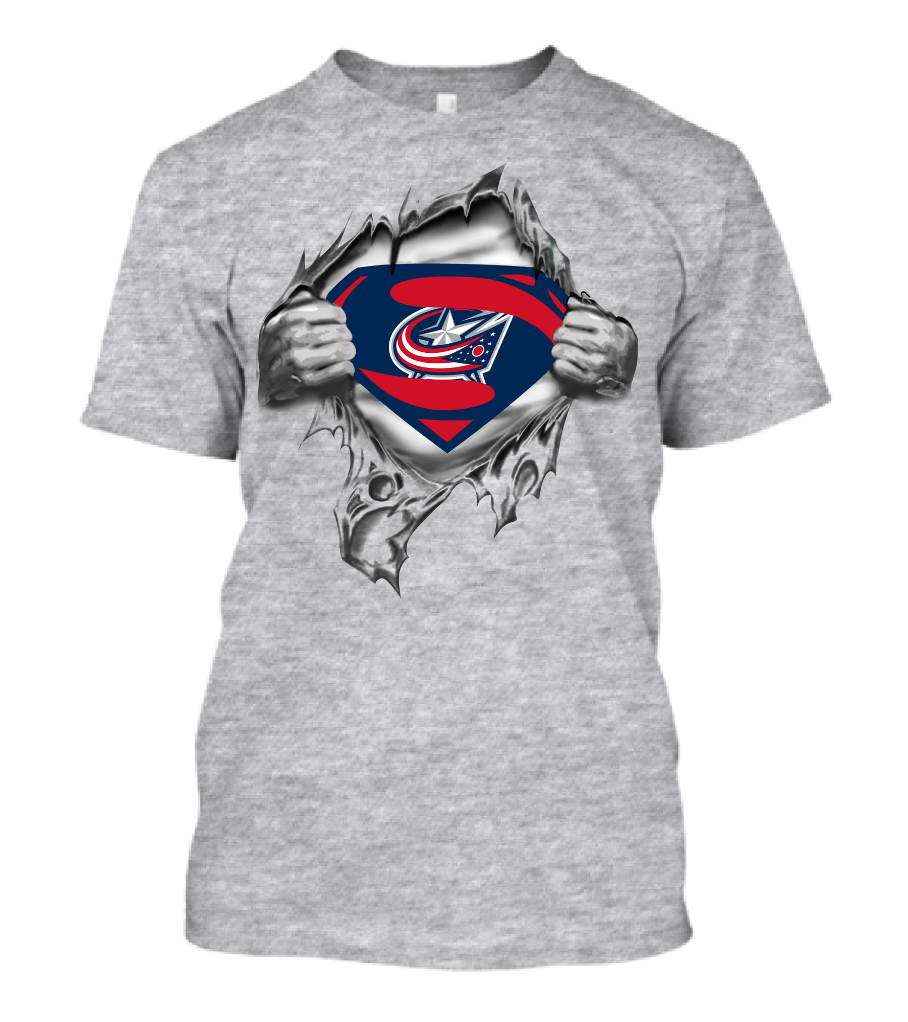 Columbus Blue Jackets Superman Logo Tear Revealed T-Shirt