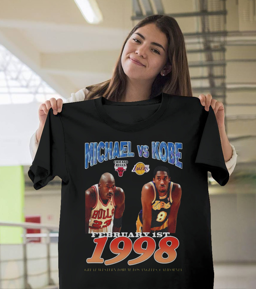 Michael Vs Kobe February 1st 1998 Chicago Bulls Lakers Los Angeles California T-Shirt