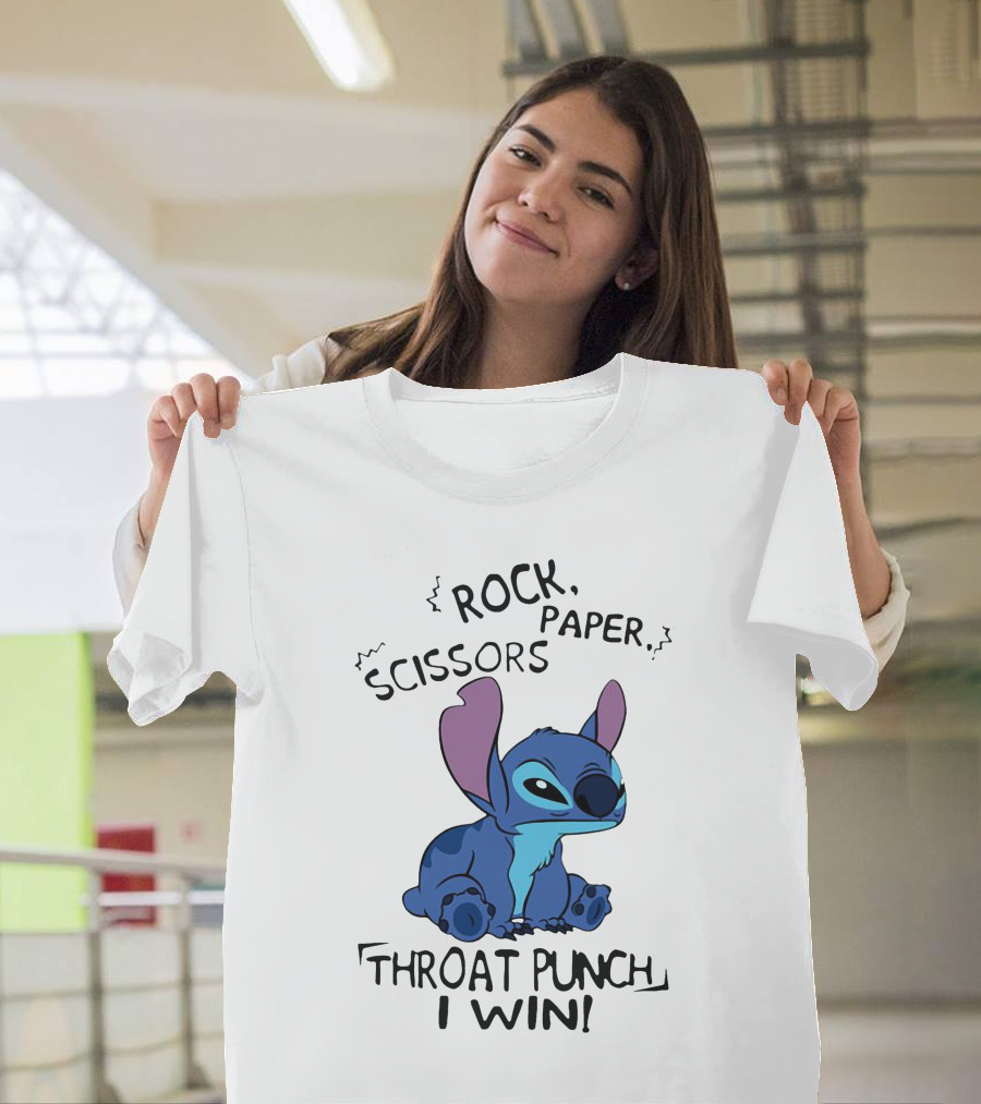 Stitch Rock Paper Scissors Throat Punch I Win T-Shirt