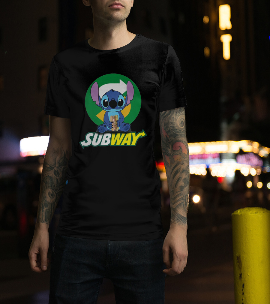 Baby Stitch Holding Subway Sandwich T-Shirt