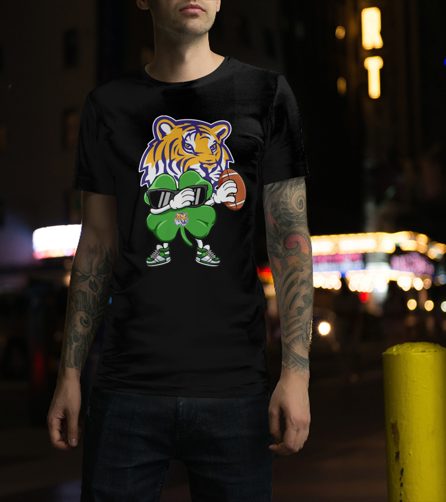 LSU Football Tiger And Shamrock With Football T-Shirt