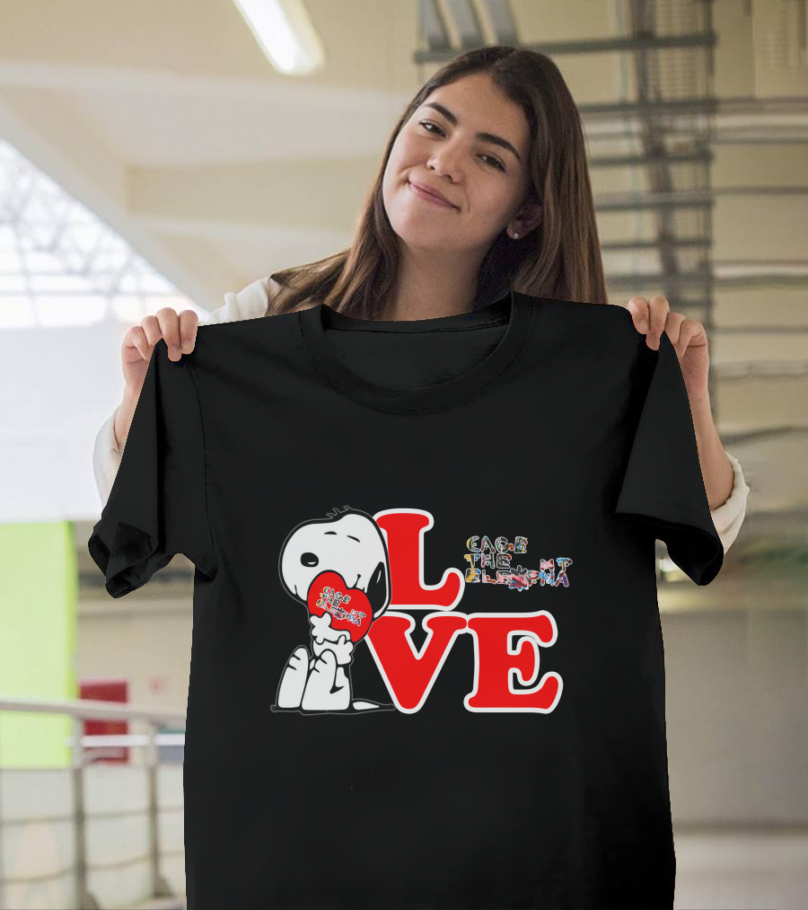 LOVE Snoopy With Cage The Elephant Heart T-Shirt