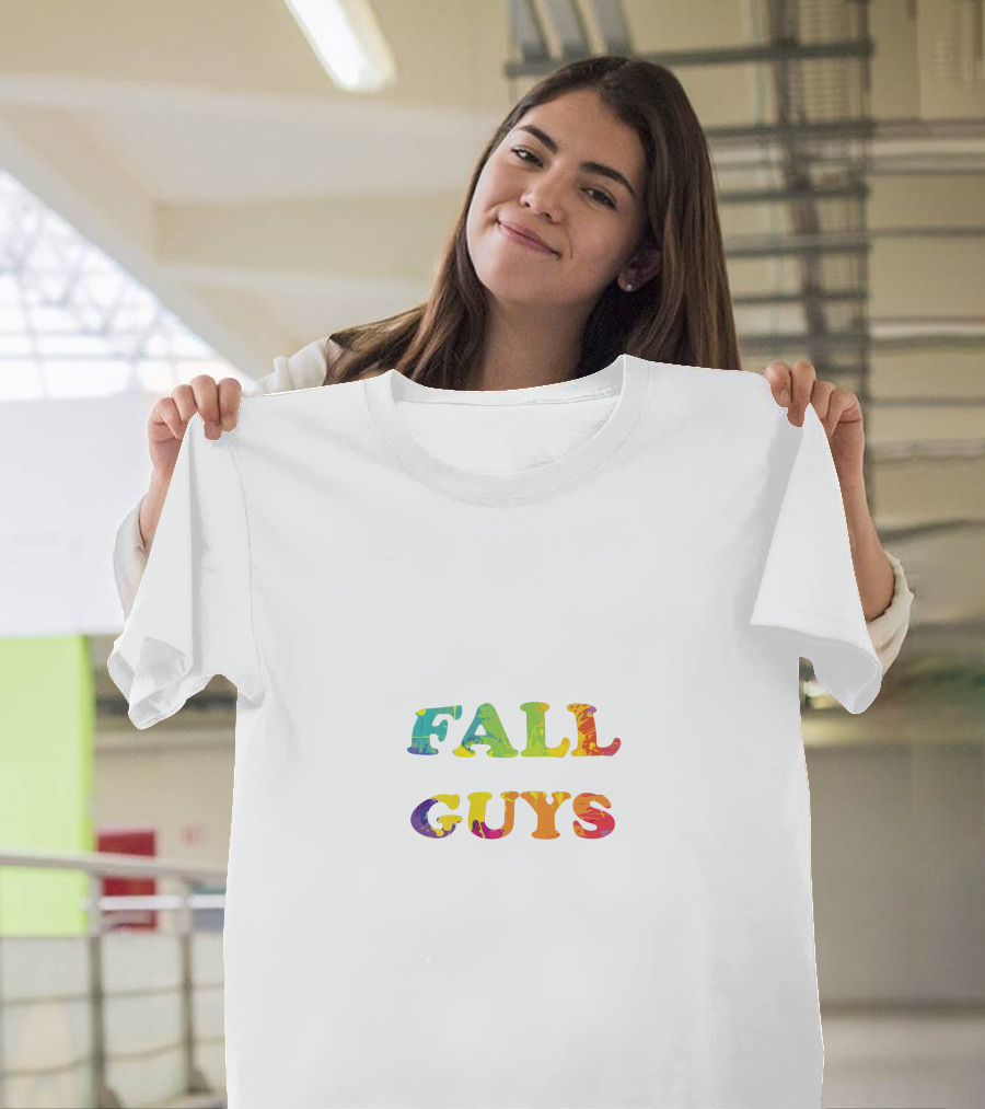FALL GUYS Colorful Text Logo Rainbow T-Shirt