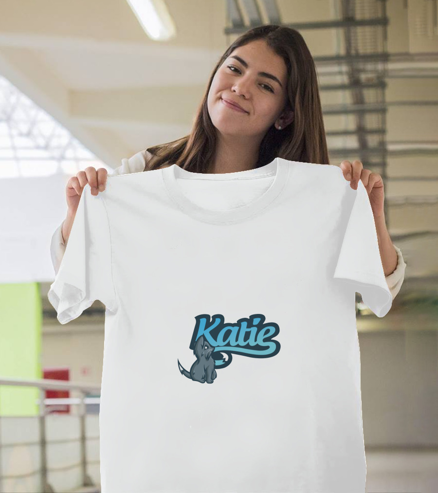 Katie Pup Blue Script T-Shirt