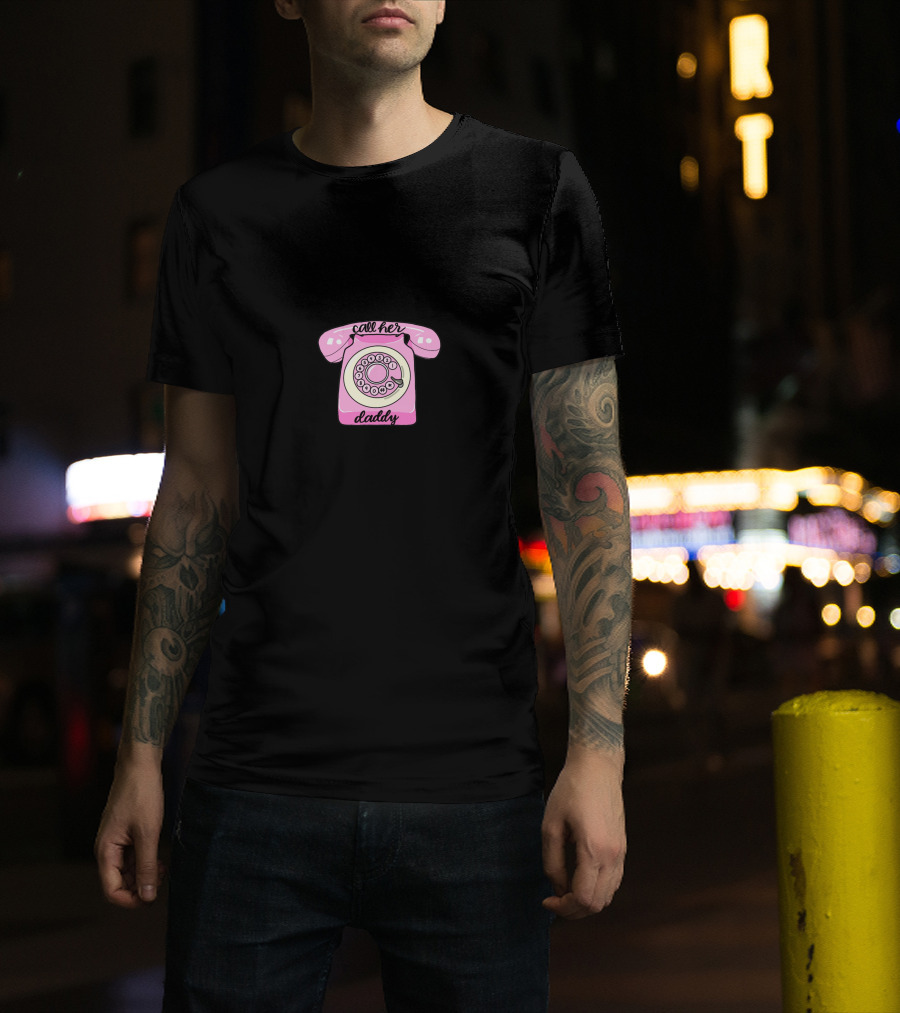 Call Her Daddy Pink Retro Telephone T-Shirt