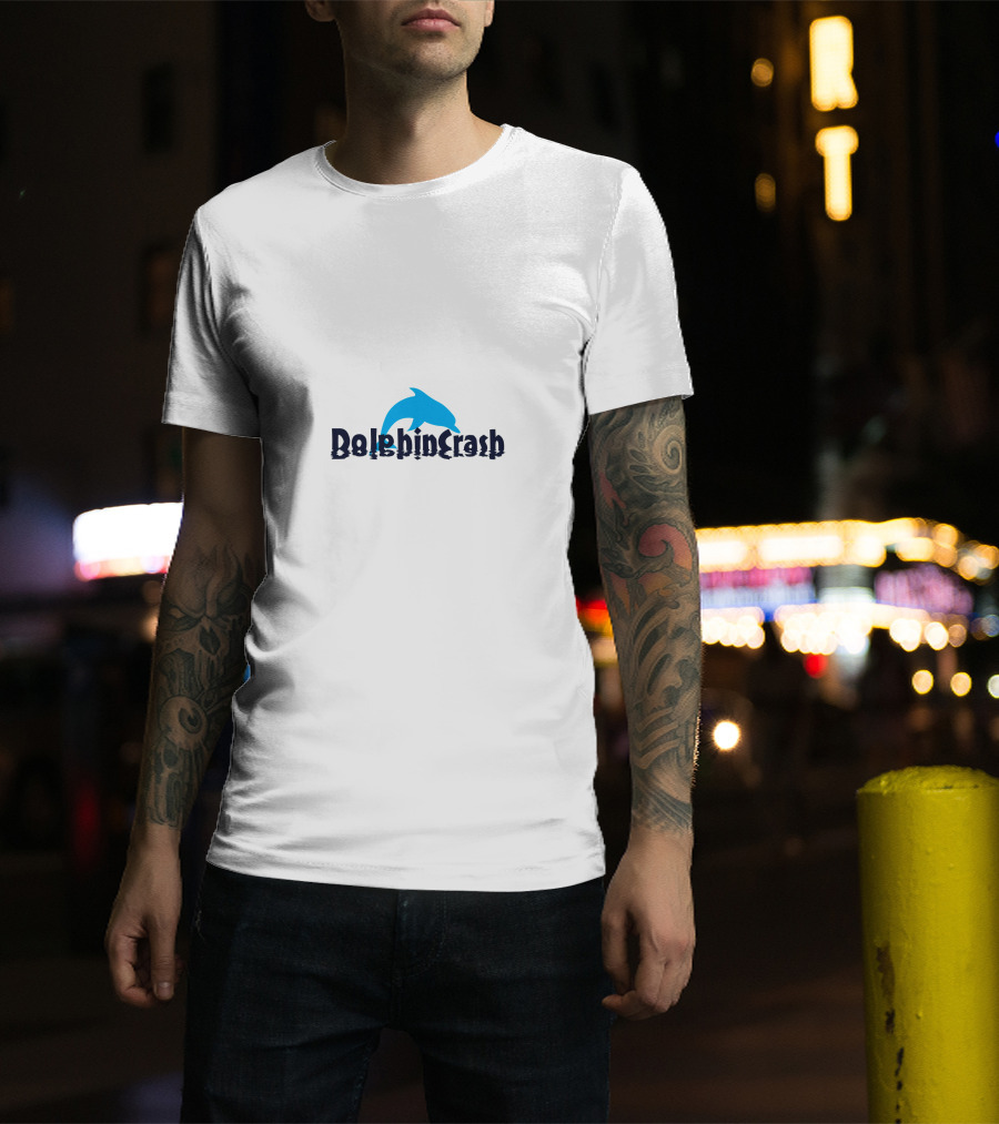 DolphinCrash Blue Dolphin Silhouette Playful Word T-Shirt