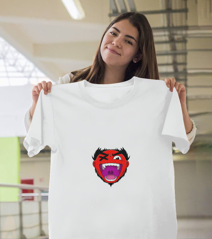 Cartoonz Screaming Red Face Character T-Shirt