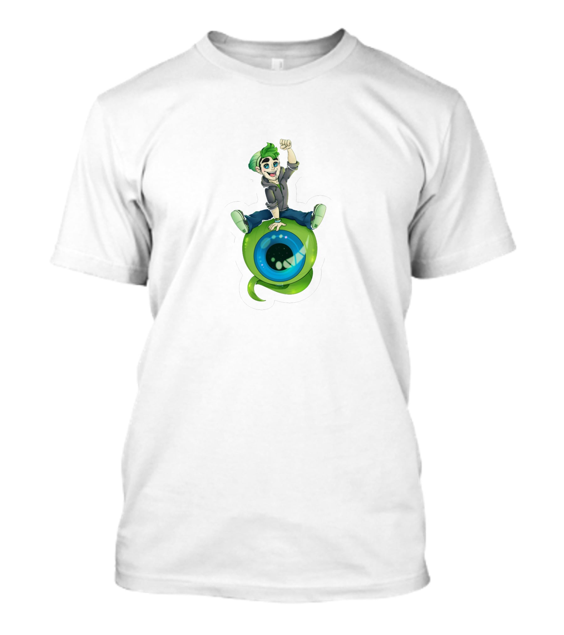 Jacksepticeye Character Riding Green Eye With Green Hair T-Shirt