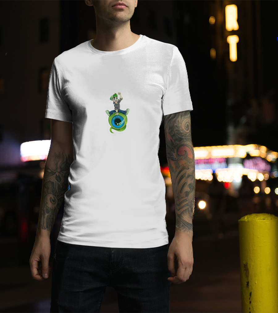 Jacksepticeye Character Riding Green Eye With Green Hair T-Shirt