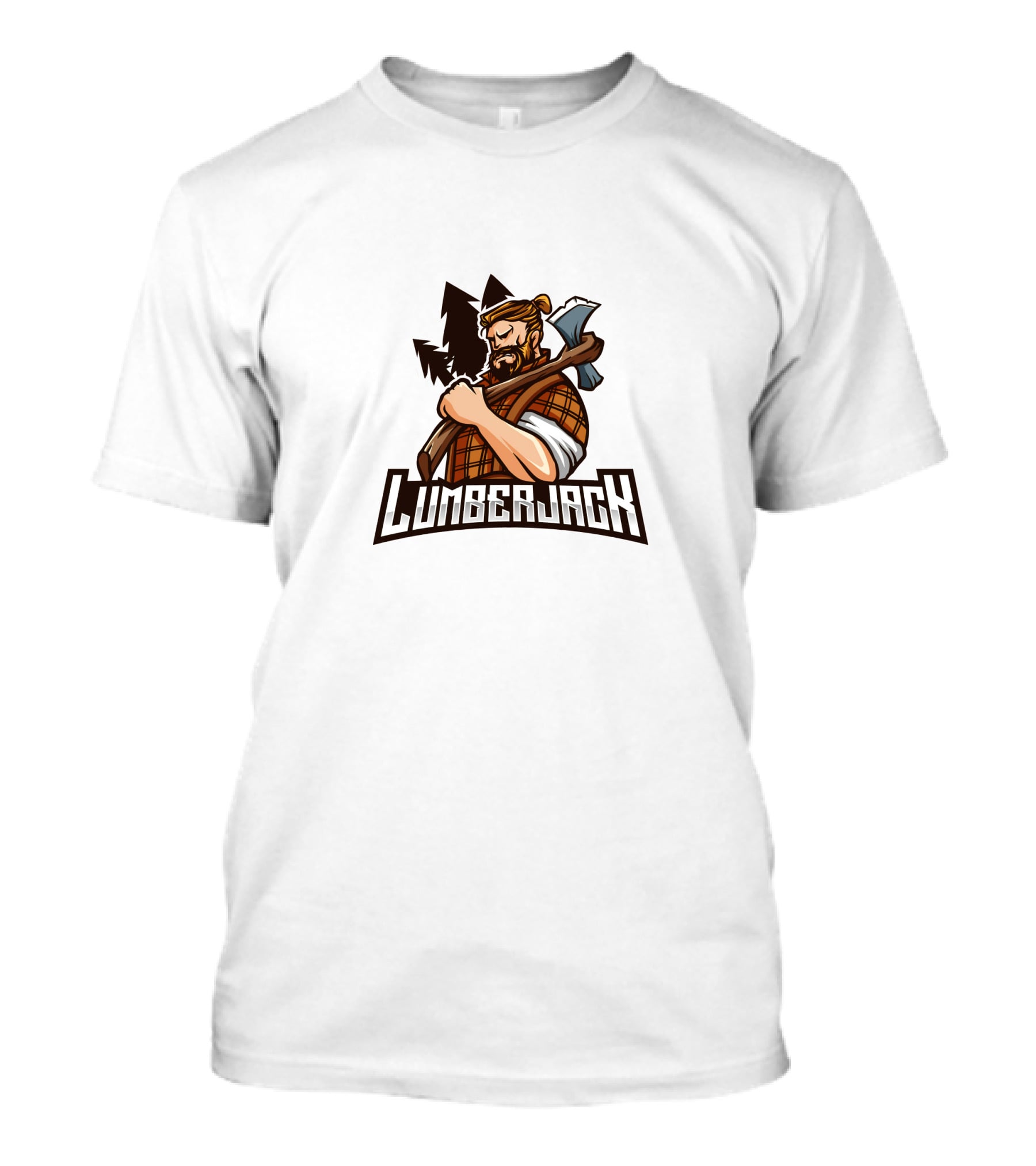 Lumberjack Axe Woodsman Plaid Flannel Woodcutter Forest Trees T-Shirt