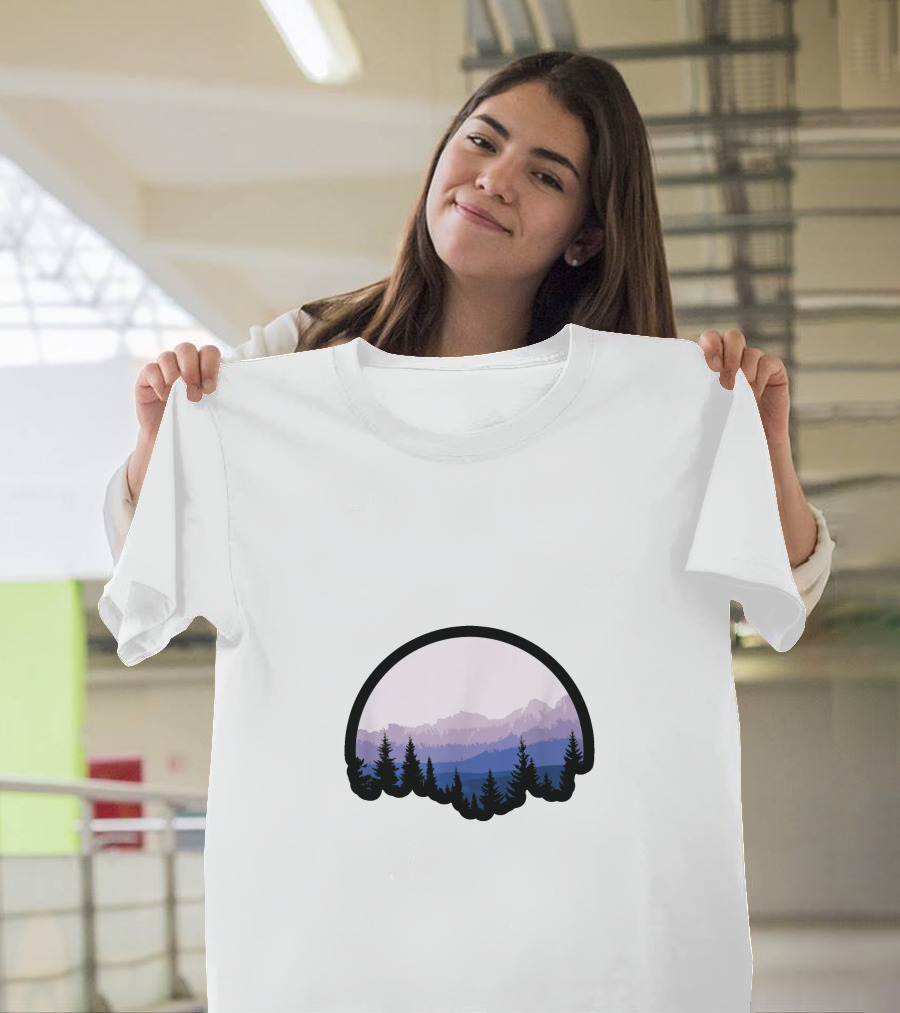 Mountain Strong Alpine Silhouette Forest Scene T-Shirt