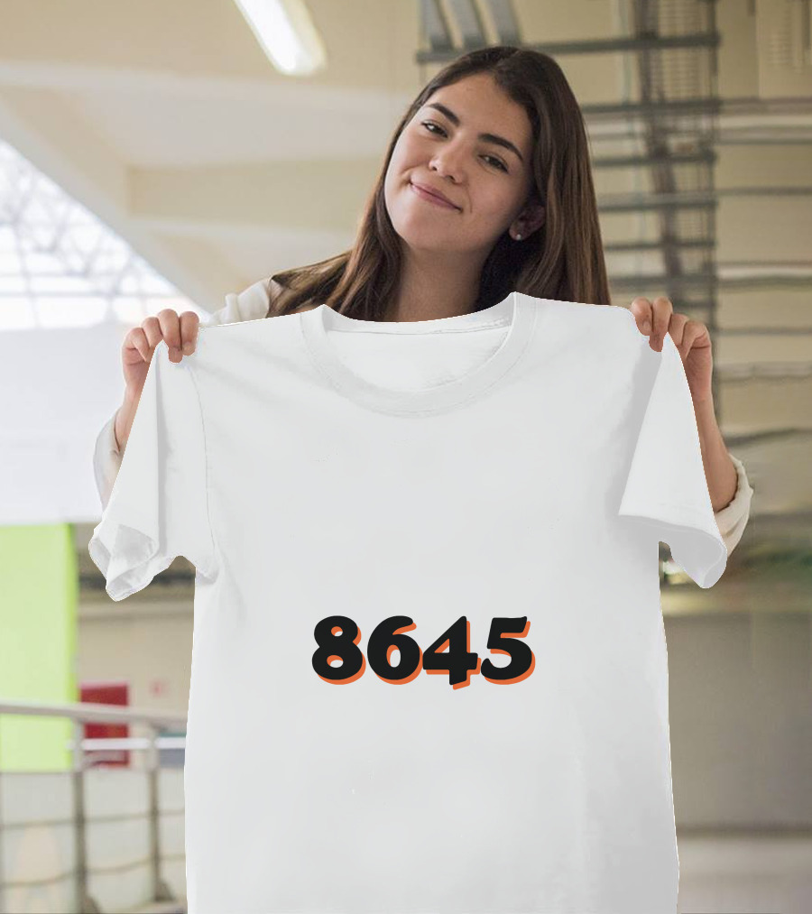 8645 Black and Orange Bold Numbers T-Shirt
