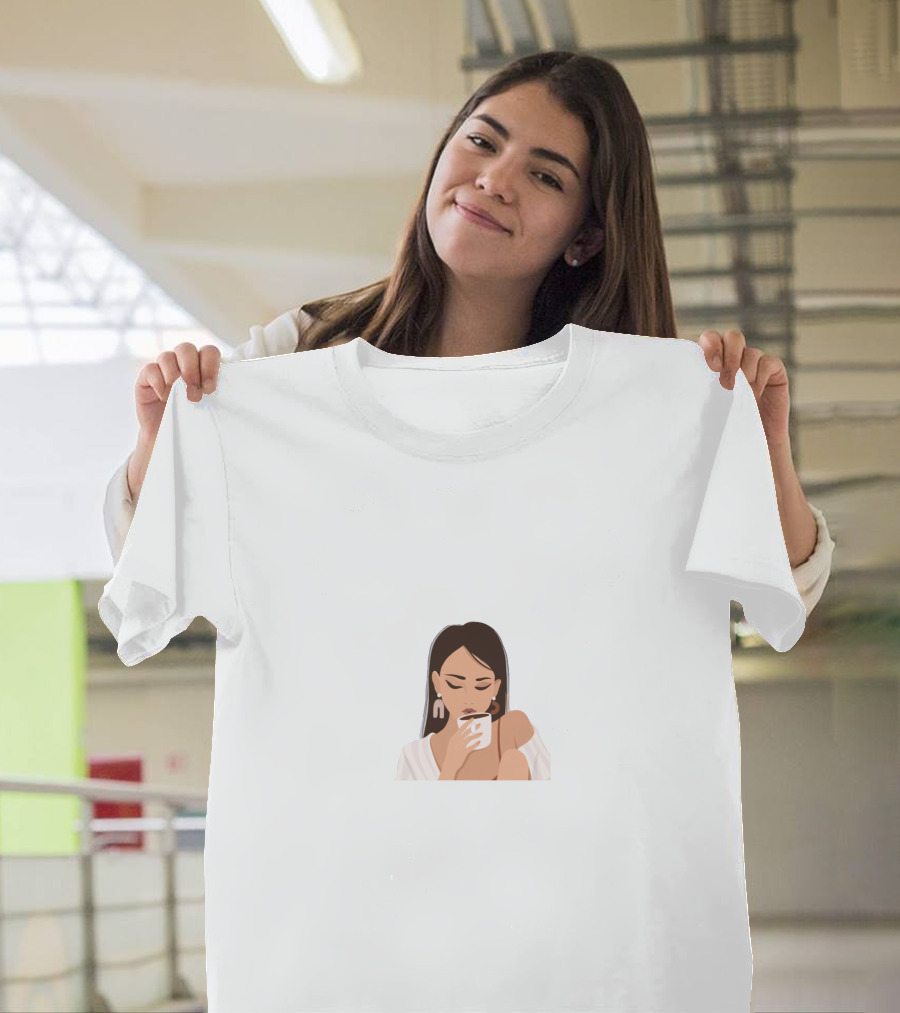 Tana Mongeau White Shirt Female Drinking Coffee T-Shirt