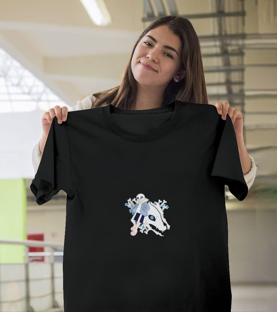 Undertale Sans With Gaster Blaster And Blue Bones T-Shirt