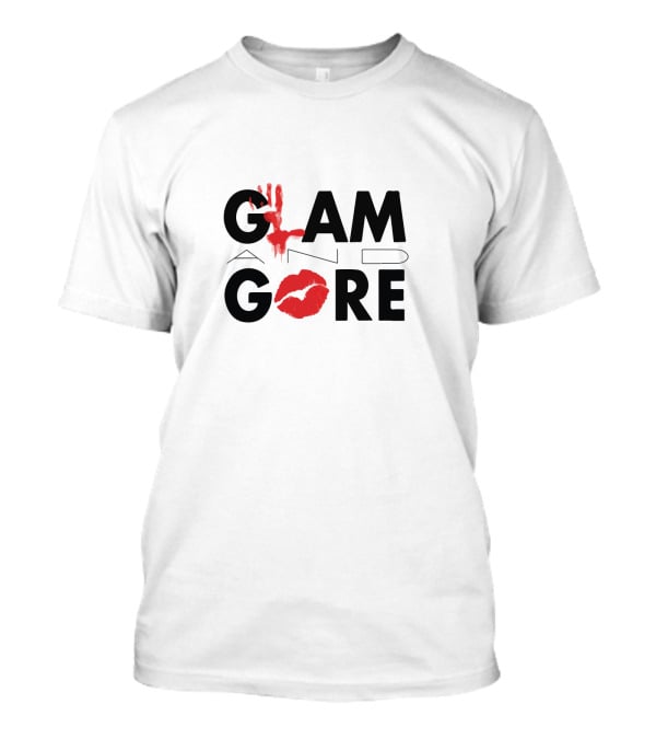 GLAM AND GORE Red Lip Print And Bloody Handprint T-Shirt