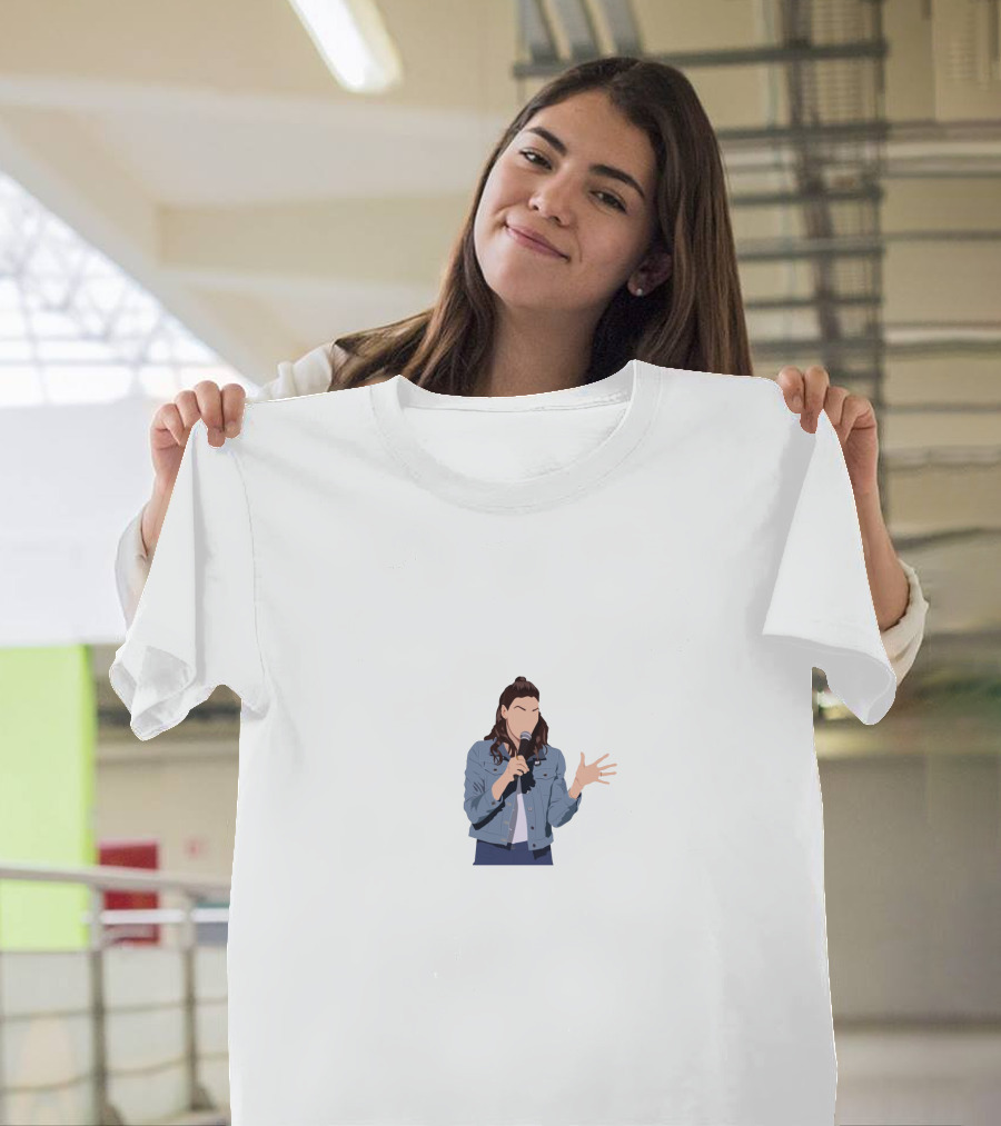 Whitney Cummings Comedian Illustration Microphone Denim Jacket T-Shirt