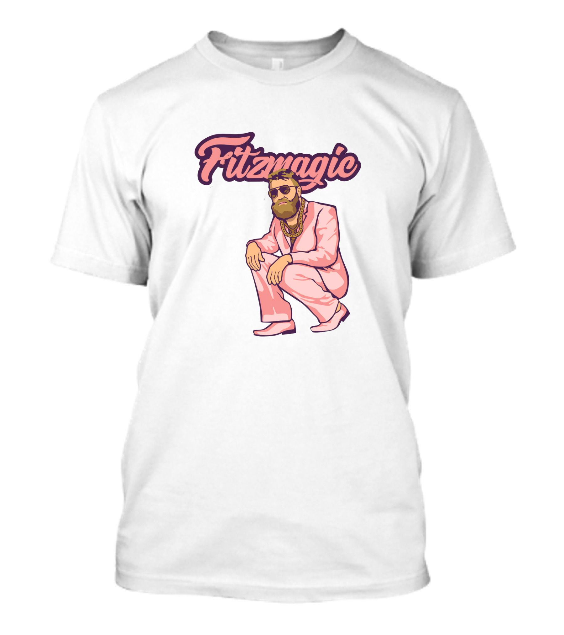 Fitzmagic Pink Suit Beard Sunglasses T-Shirt
