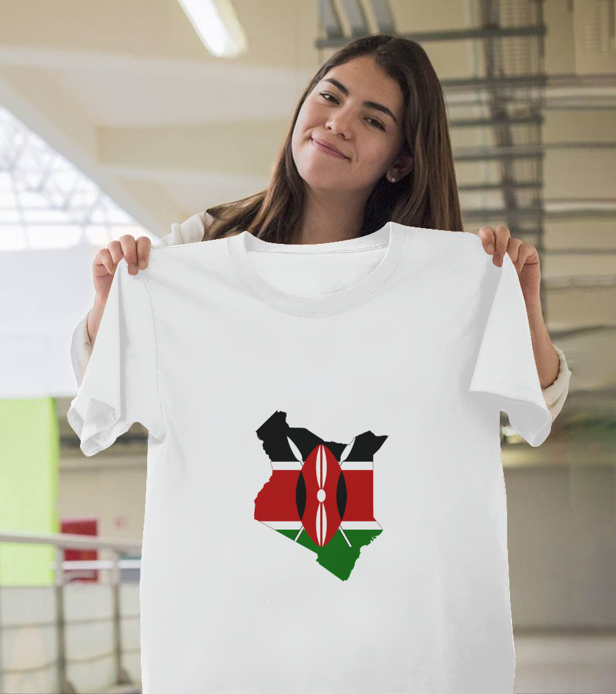 Kenya Flag Map Emblem Badge T-Shirt