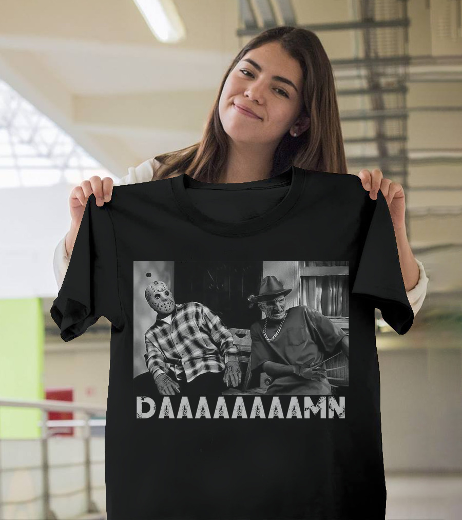 Slashers Daaaaaaamn Jason Voorhees And Freddy Krueger Reaction Scene T-Shirt