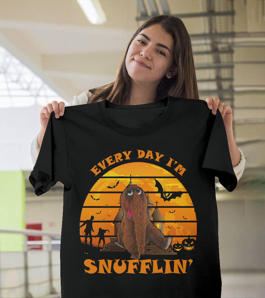 Every Day I'm Snufflin' Halloween Orange Bats Pumpkins Church T-Shirt