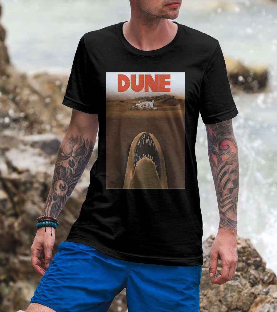 Dune Sandworm Layered Desert Scene T-Shirt
