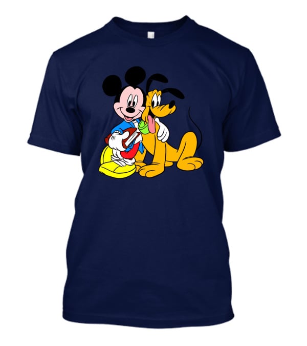 Mickey And Friends Mickey And Pluto Hugging Classic Cartoon T-Shirt