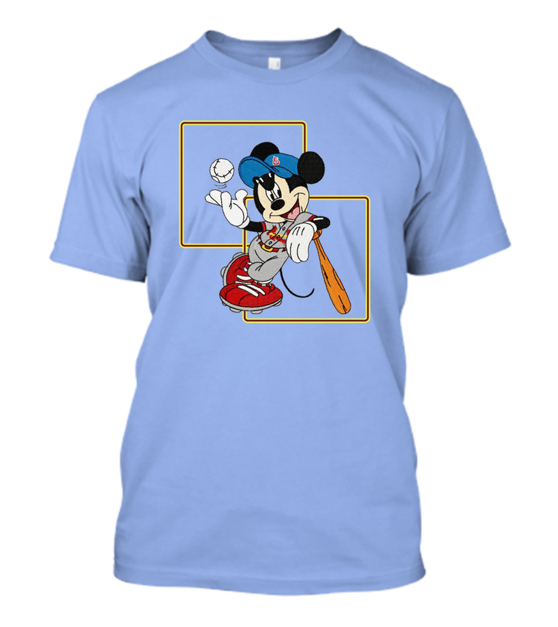Mickey Mouse Baseball Player Blue Cap Bat And Ball Disney Classic T-Shirt