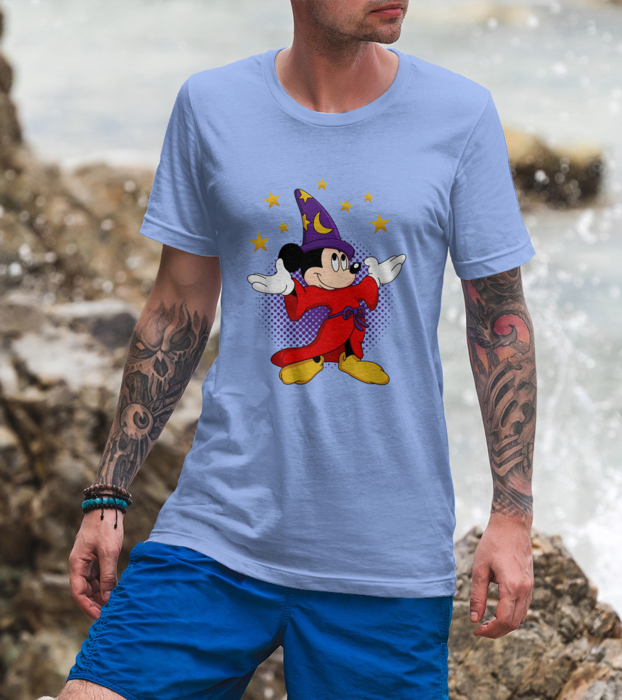 Mickey Mouse Wizard Sorcerer's Apprentice Magic Stars T-Shirt