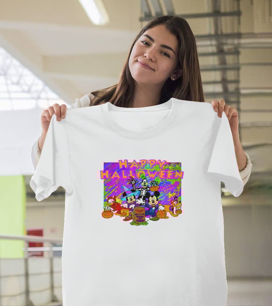 Happy Halloween Mickey Mouse And Friends Pumpkin Tombstone Party T-Shirt