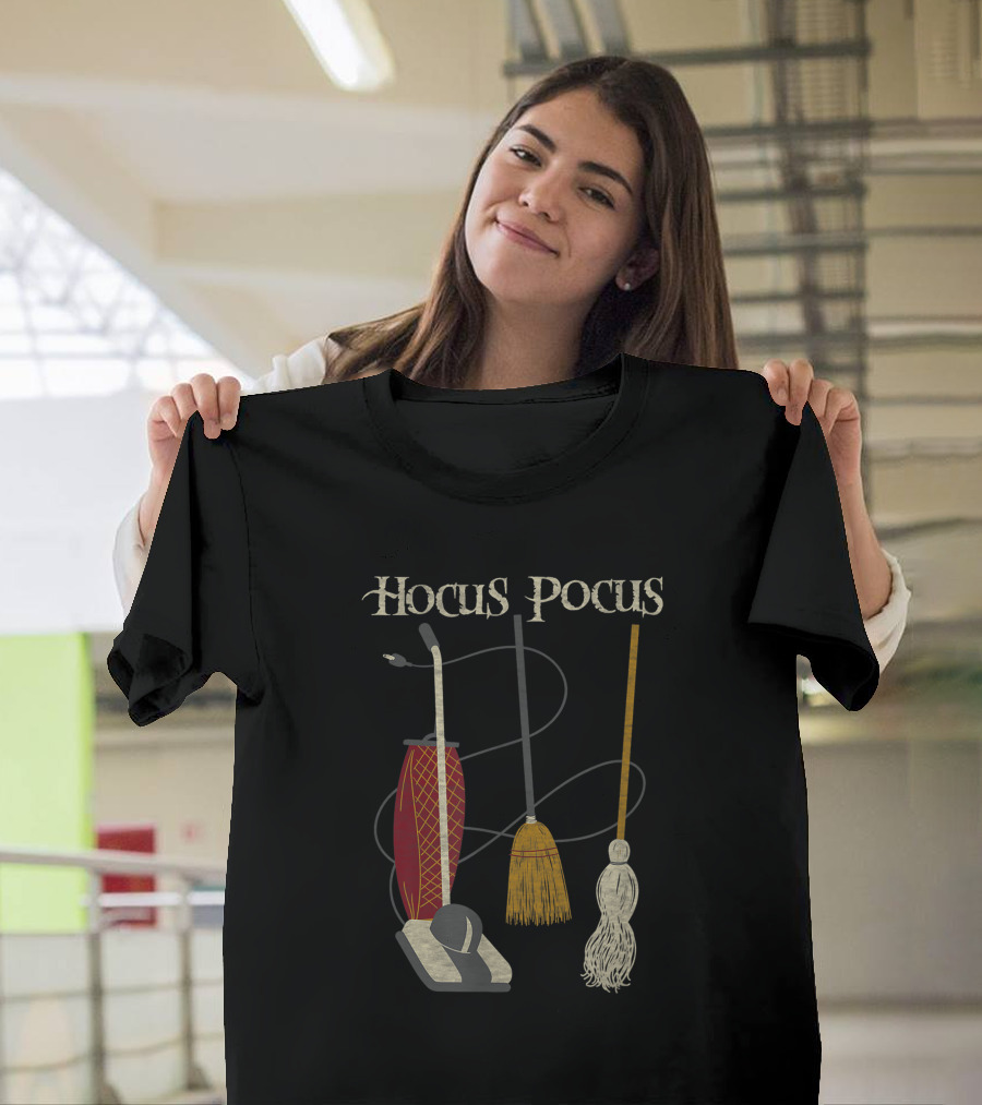 Hocus Pocus Witch Rides Vacuum Broom Mop T-Shirt