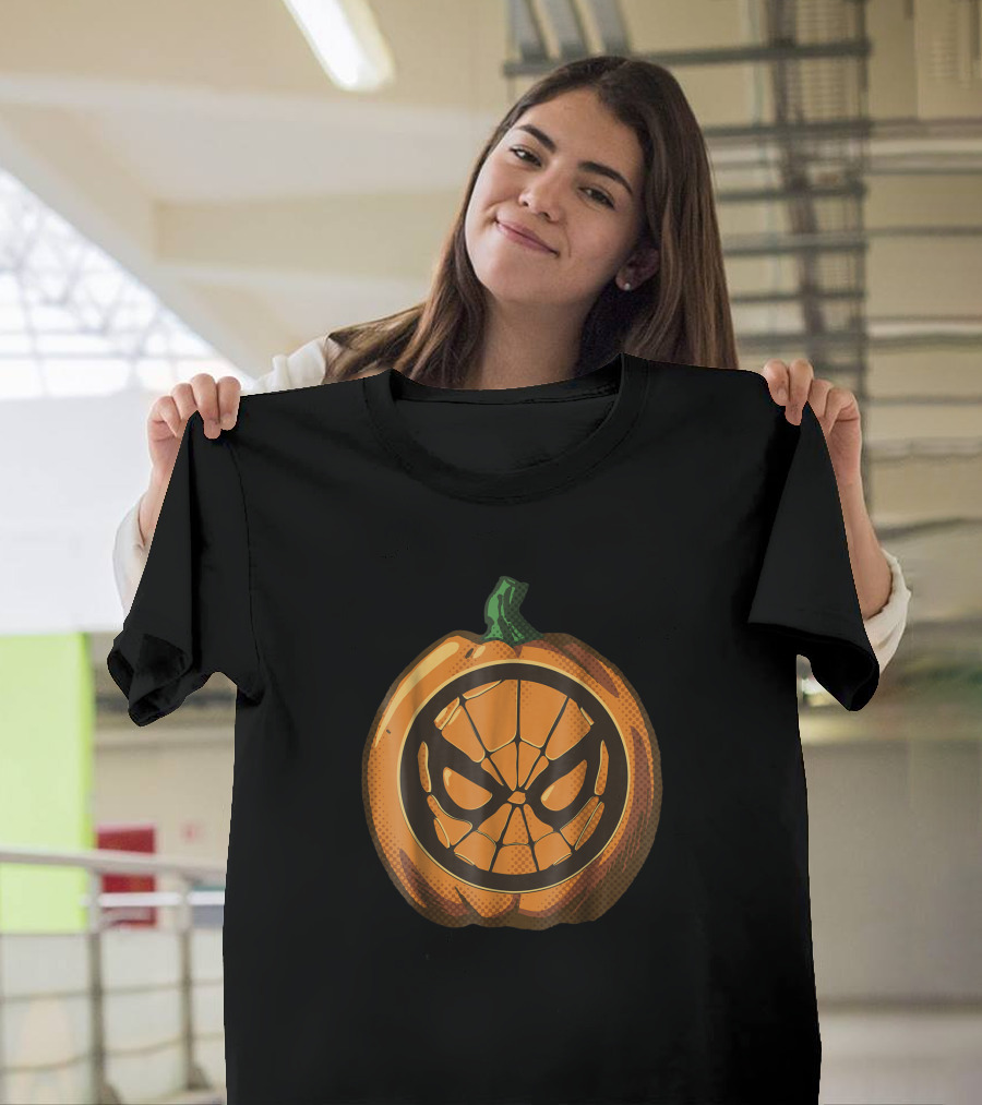 Marvel Spider Man Pumpkin Halloween Face T-Shirt