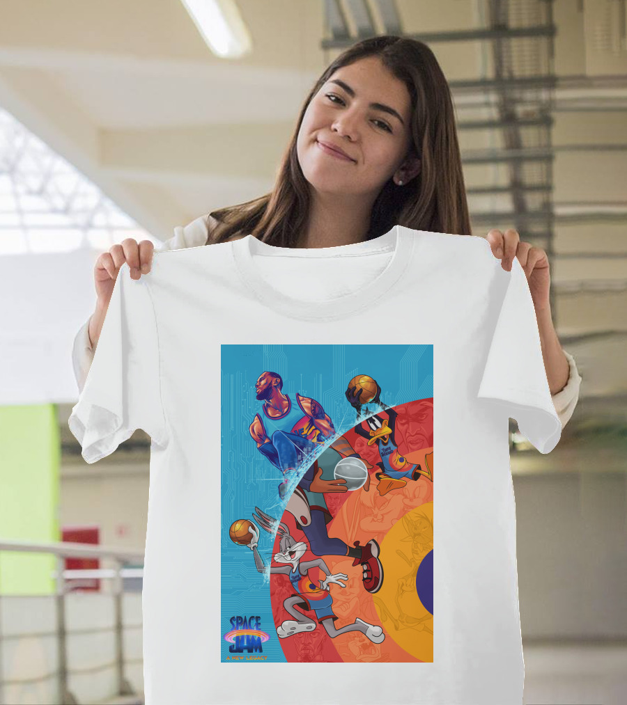 Space Jam A New Legacy Lebron James Bugs Bunny Daffy Duck Basketball Action T-Shirt