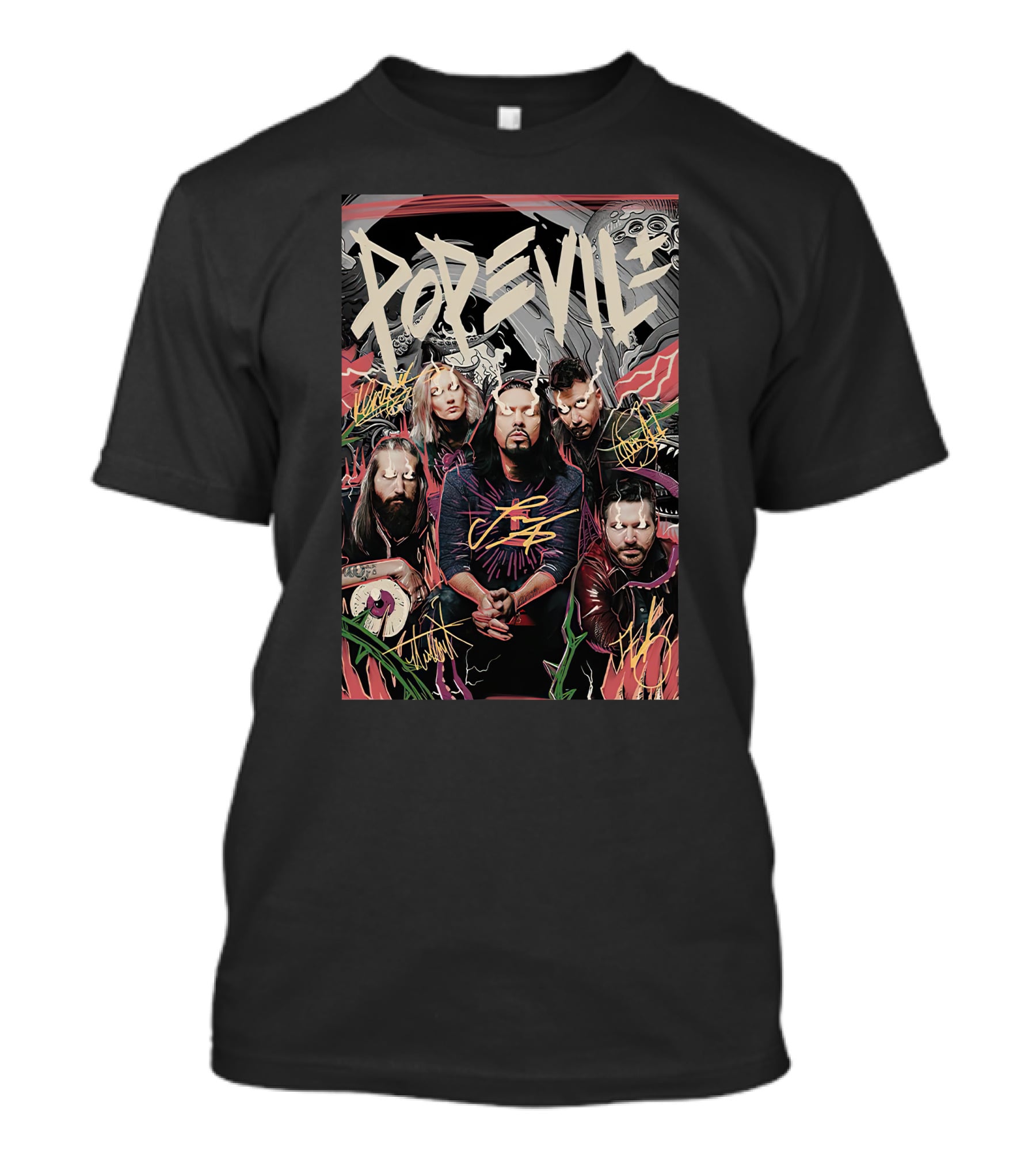 Pop Evil Band Signatures Comic T-Shirt
