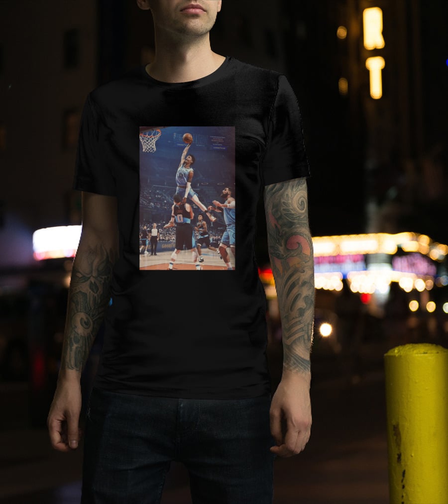 Ja Morant Dunk Over Love Basketball Action Scene T-Shirt