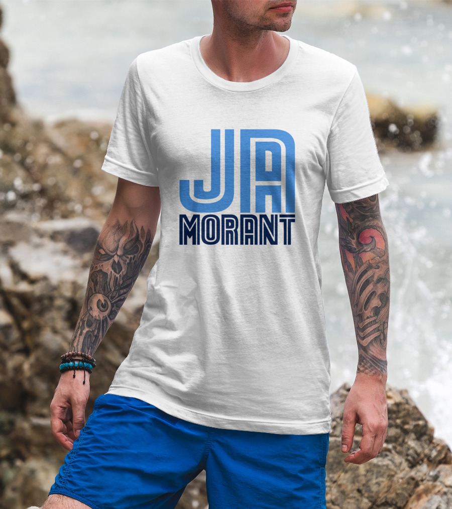 Ja Morant Memphis Basketball Blue Text T-Shirt