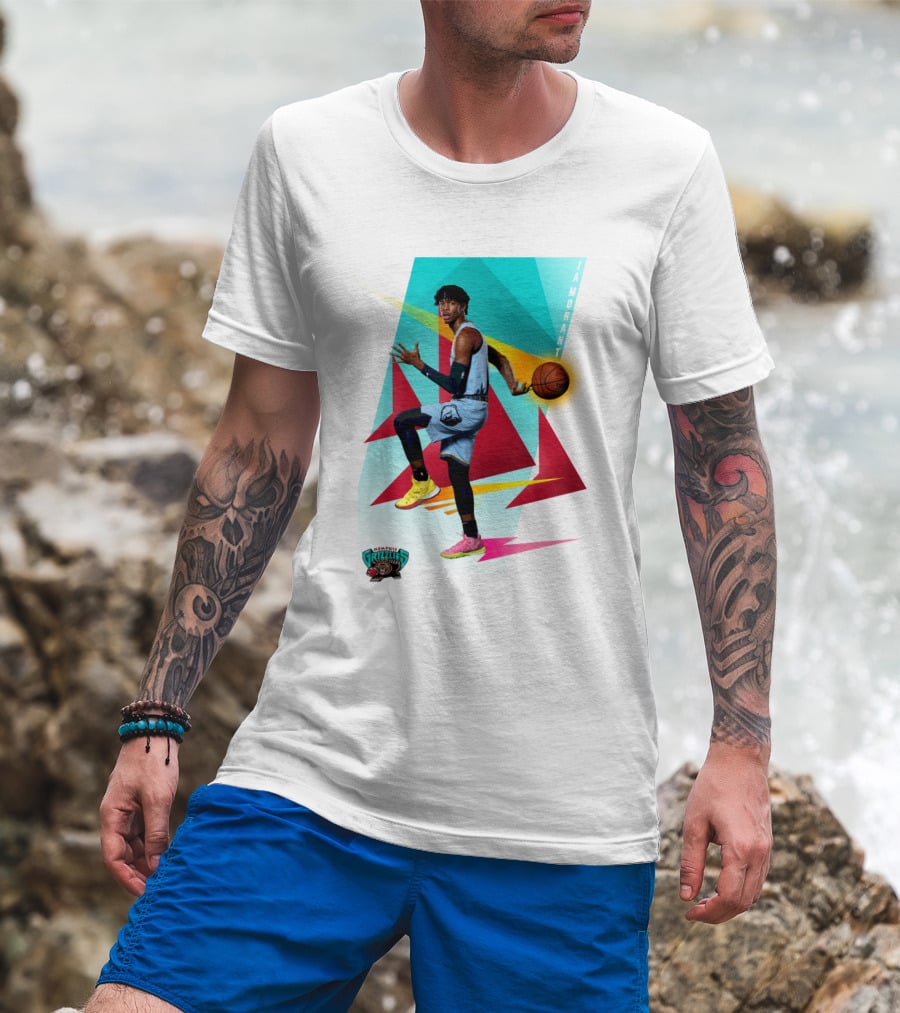 Ja Morant Memphis Grizzlies Retro Vibe Basketball Action T-Shirt