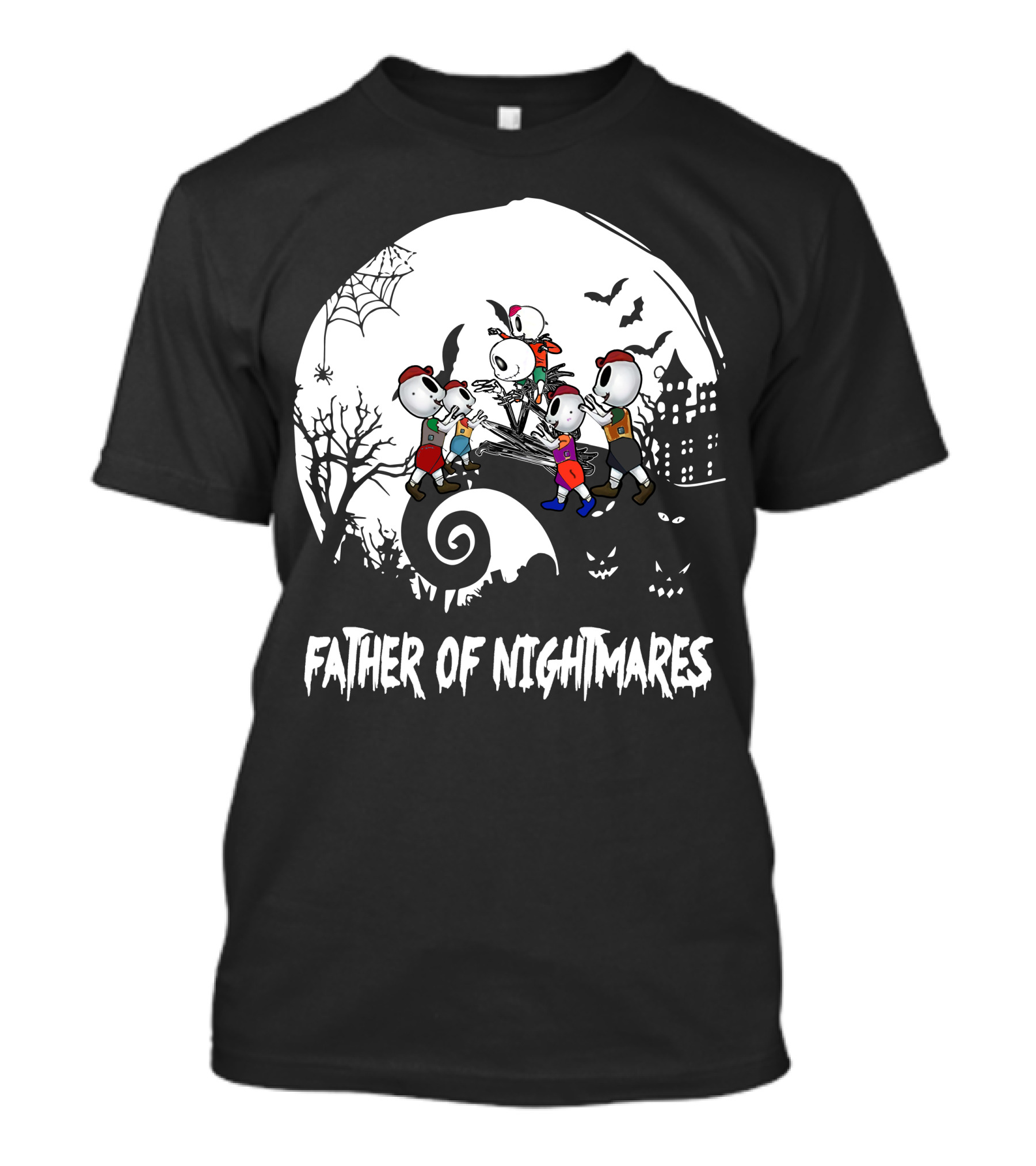 Father Of Nightmares Halloween Skeleton Kids Spooky Scene T-Shirt